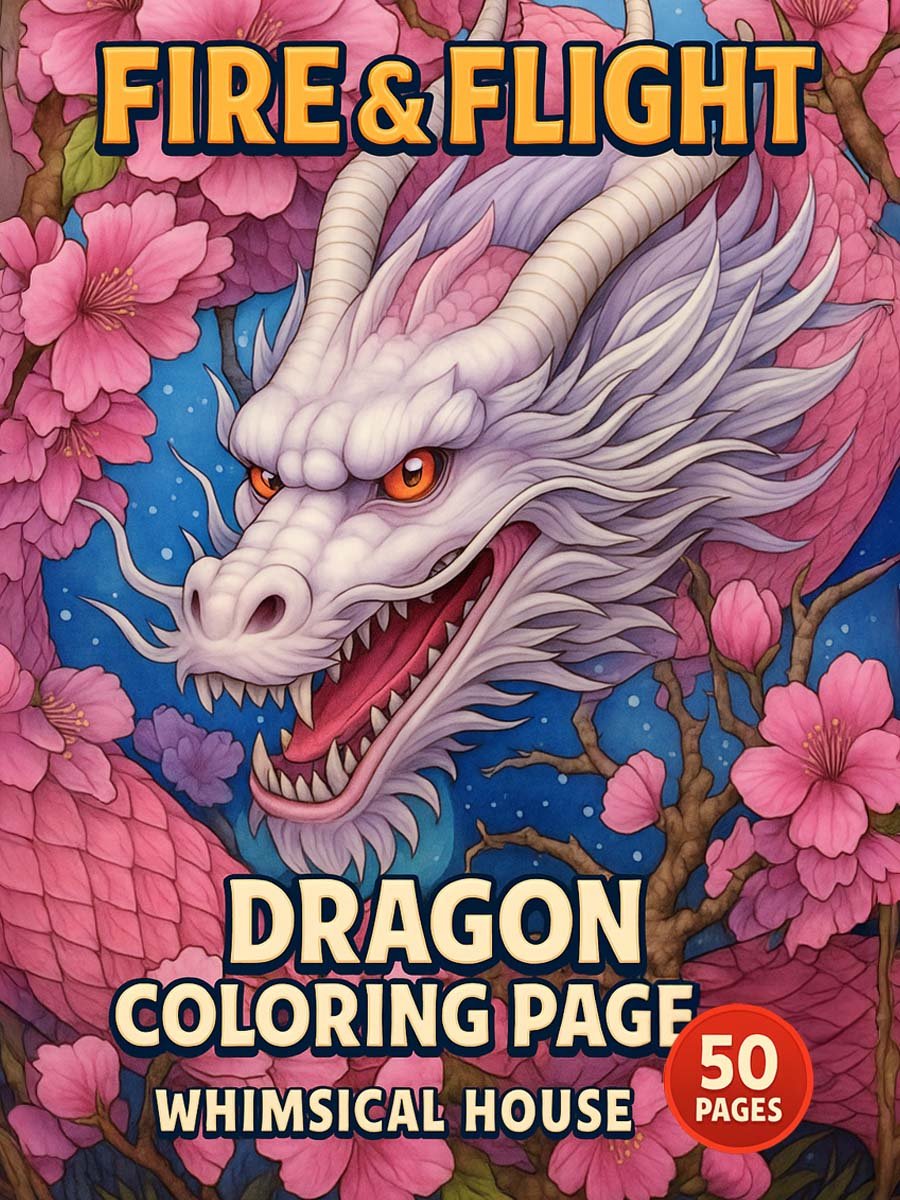 Fire Flight – Dragon Coloring Pages 50 Pages