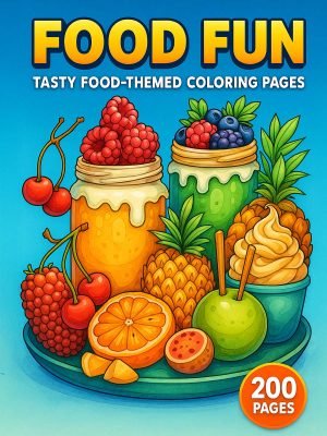 Food Fun – Tasty Food Themed Coloring Pages 200 Pages