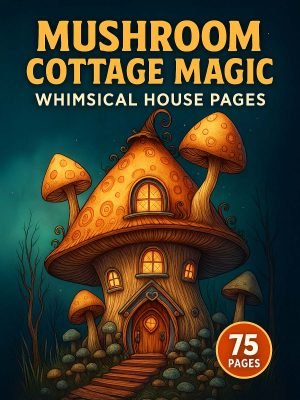 Mushroom Cottage Magic – Whimsical House Pages 75 Pages